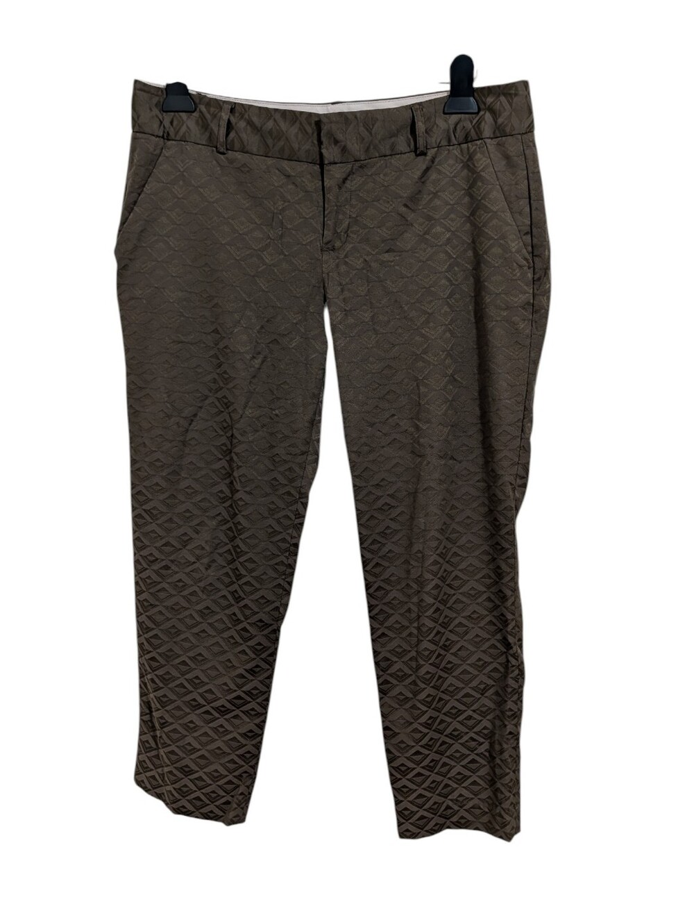 Banana Republic Martin Fit Straight Leg Pants Geometric Pattern Bronze Green